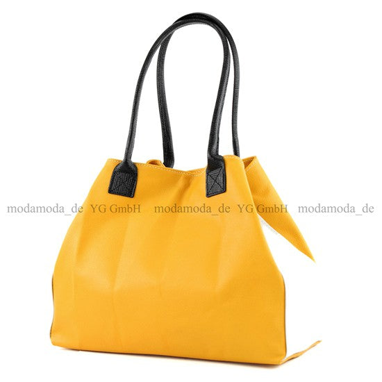modamoda de - T60 - ital Damen Schultertasche aus Leder Groß