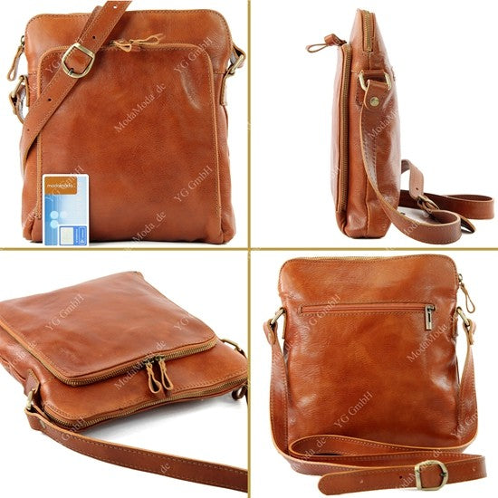 modamoda de - T127 - ital Messengertasche Unisex aus Leder