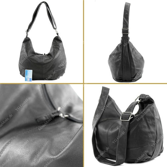 modamoda de - T81 - ital. Handtasche Schultertasche Echt Nappaleder Tasche