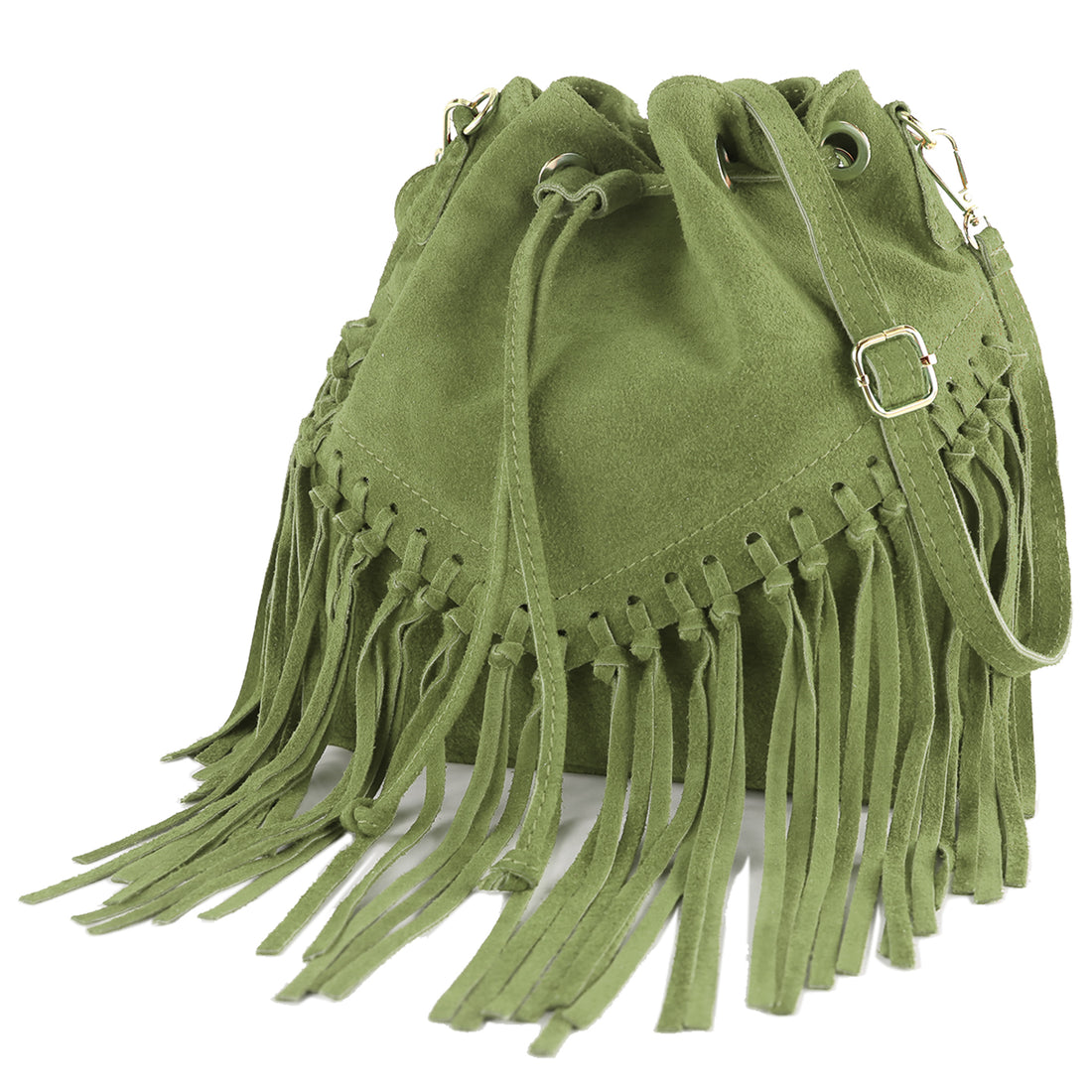 modamoda de - T239 - ital. Schultertasche Fransen Wildleder