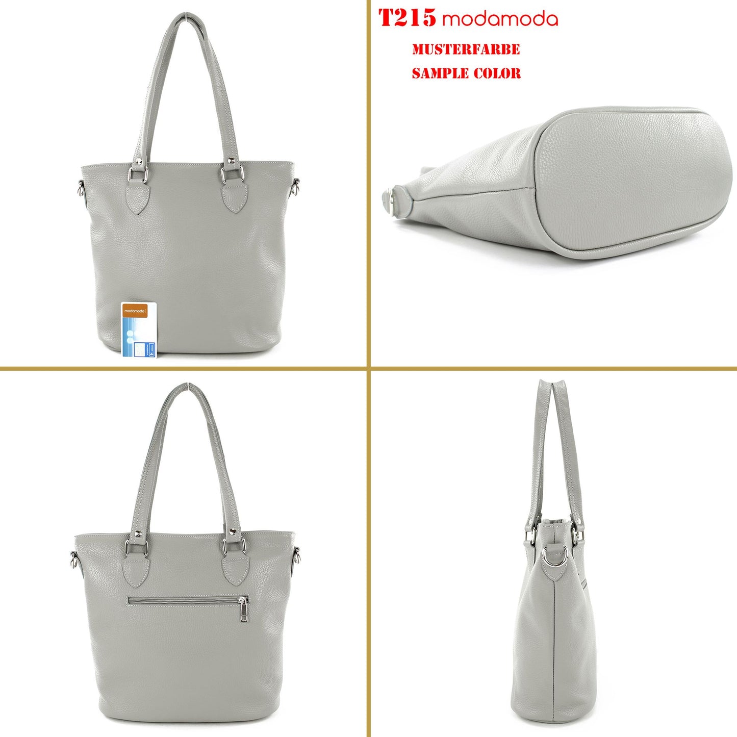 modamoda de - T215 -  Italienische Ledertasche Shopper Large