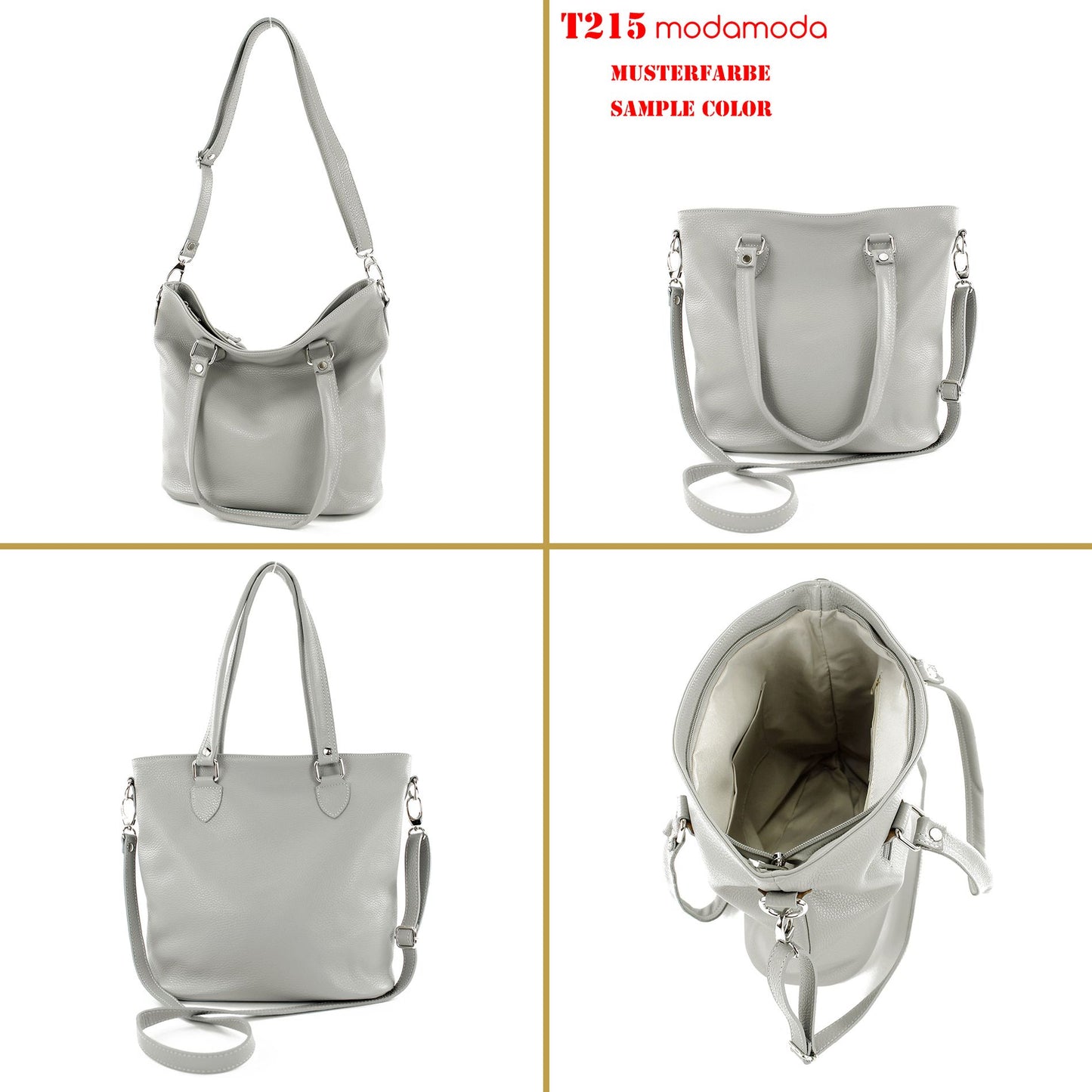 modamoda de - T215 -  Italienische Ledertasche Shopper Large