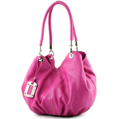 modamoda de 228 Damen Leder Schultertasche Hobo bag handmade in Italy