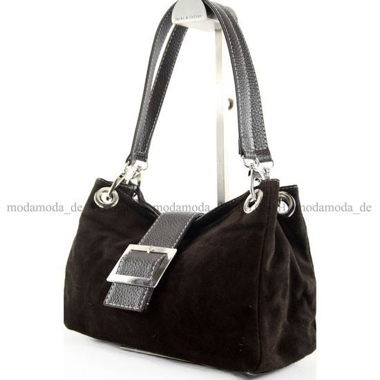 modamoda de - TL02 -  ital Kleine Henkeltasche aus Wildleder