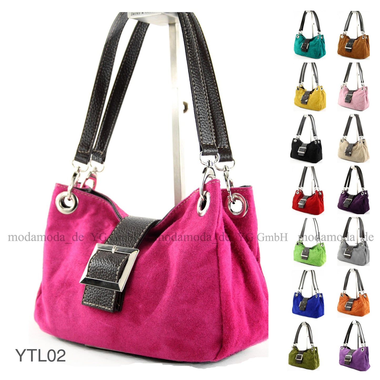 modamoda de - TL02 -  ital Kleine Henkeltasche aus Wildleder