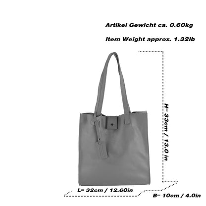 modamoda de - T247 -  Ital. Leder Shopper mit herausnehmbarer Innentasche