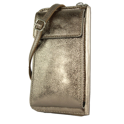 modamoda de P06 Damen Leder Umhängetasche Geldbörse Handytasche 6,5 Zoll handmade in Italy