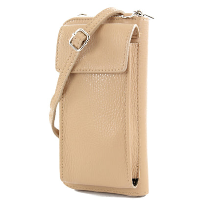 modamoda de P06 Damen Leder Umhängetasche Geldbörse Handytasche 6,5 Zoll handmade in Italy