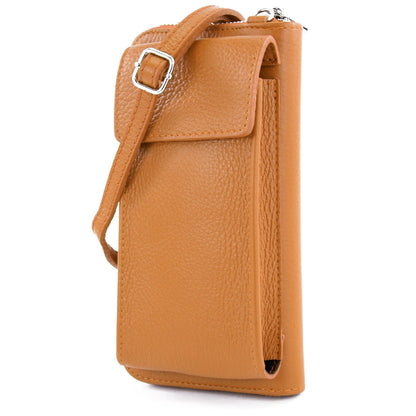 modamoda de P06 Damen Leder Umhängetasche Geldbörse Handytasche 6,5 Zoll handmade in Italy
