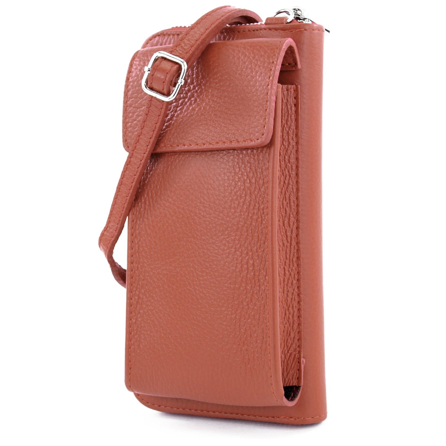 modamoda de P06 Damen Leder Umhängetasche Geldbörse Handytasche 6,5 Zoll handmade in Italy