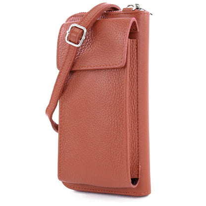 modamoda de P06 Damen Leder Umhängetasche Geldbörse Handytasche 6,5 Zoll handmade in Italy