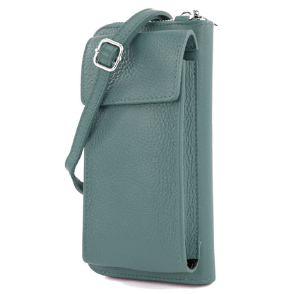 modamoda de P06 Damen Leder Umhängetasche Geldbörse Handytasche 6,5 Zoll handmade in Italy