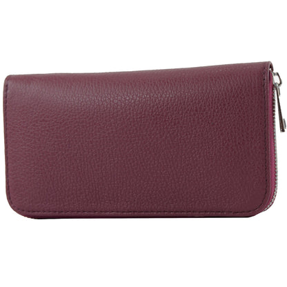 modamoda de SILBER-P02 Damen Leder Geldbörse Portemonnaie lang Handmade in Italy