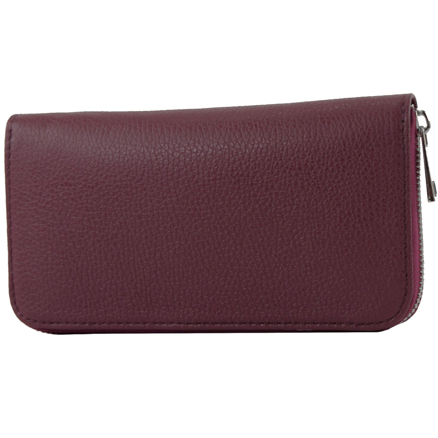 modamoda de SILBER-P02 Damen Leder Geldbörse Portemonnaie lang Handmade in Italy
