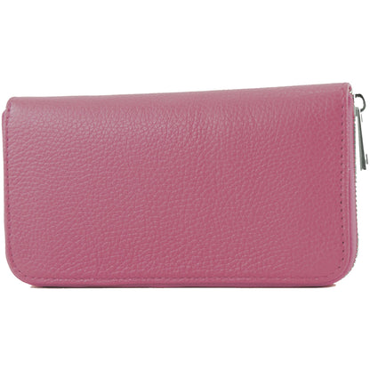 modamoda de SILBER-P02 Damen Leder Geldbörse Portemonnaie lang Handmade in Italy
