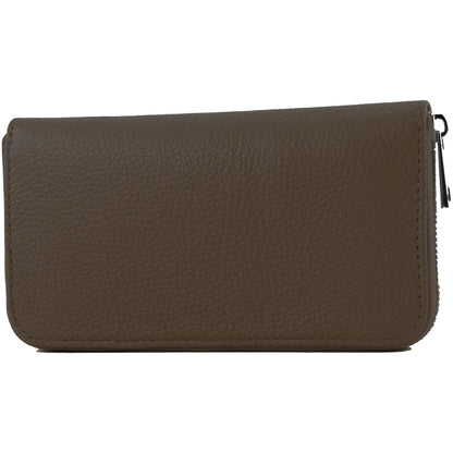 modamoda de SILBER-P02 Damen Leder Geldbörse Portemonnaie lang Handmade in Italy
