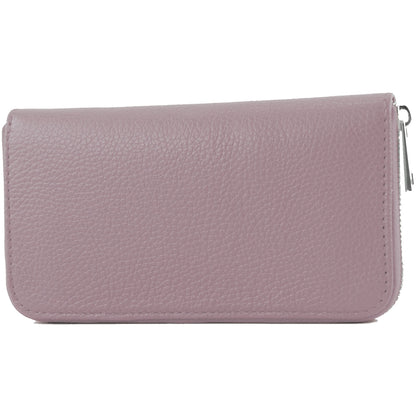 modamoda de SILBER-P02 Damen Leder Geldbörse Portemonnaie lang Handmade in Italy