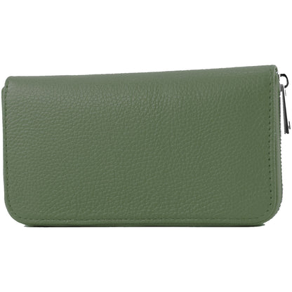 modamoda de SILBER-P02 Damen Leder Geldbörse Portemonnaie lang Handmade in Italy