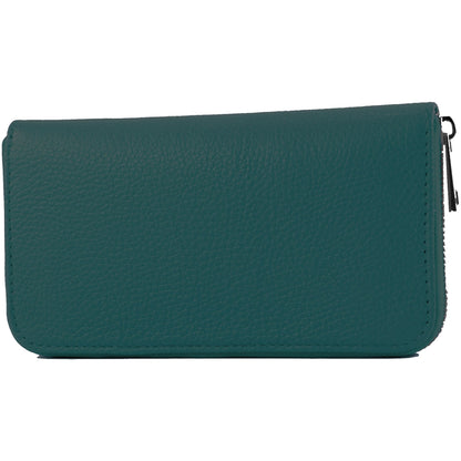 modamoda de SILBER-P02 Damen Leder Geldbörse Portemonnaie lang Handmade in Italy