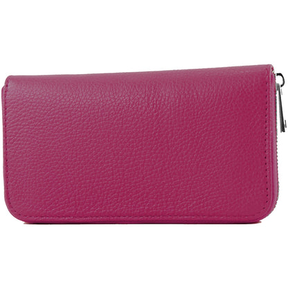 modamoda de SILBER-P02 Damen Leder Geldbörse Portemonnaie lang Handmade in Italy