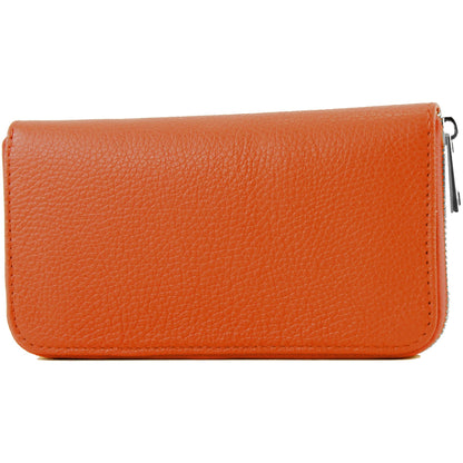 modamoda de SILBER-P02 Damen Leder Geldbörse Portemonnaie lang Handmade in Italy