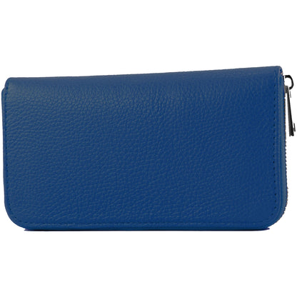 modamoda de SILBER-P02 Damen Leder Geldbörse Portemonnaie lang Handmade in Italy
