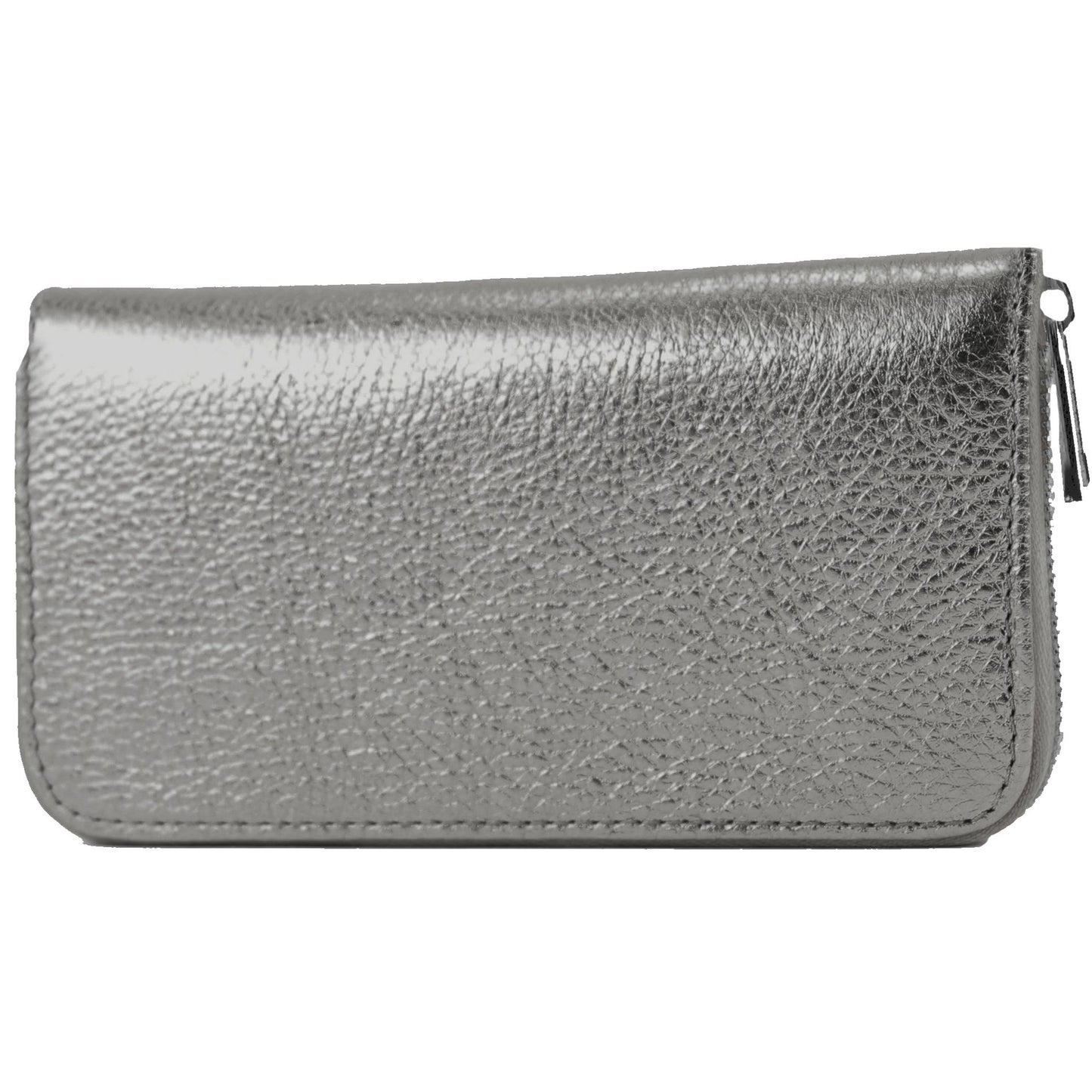 modamoda de SILBER-P02 Damen Leder Geldbörse Portemonnaie lang Handmade in Italy