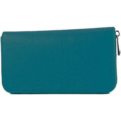 modamoda de SILBER-P02 Damen Leder Geldbörse Portemonnaie lang Handmade in Italy