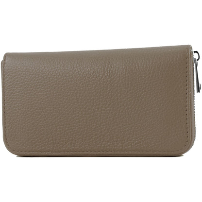 modamoda de SILBER-P02 Damen Leder Geldbörse Portemonnaie lang Handmade in Italy