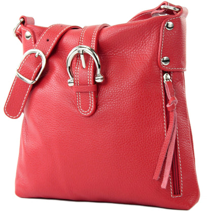 modamoda de -T04 - ital Umhängetasche Schultertasche aus Leder