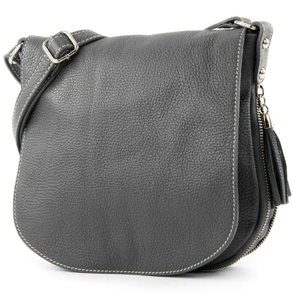 modamoda de - T06 - ital Messenger Umhängetasche aus Leder