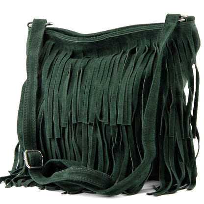 modamoda de T125 Damen Leder Wildleder Schultertasche Umhängetasche handmade in Italy