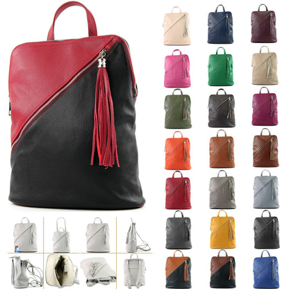 modamoda de T141 Damen Leder Rucksack Damentasche Schultertasche handmade in Italy