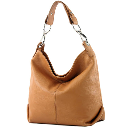 modamoda de T168 Damen Leder Schultertasche Henkeltasche Medium handmade in Italy