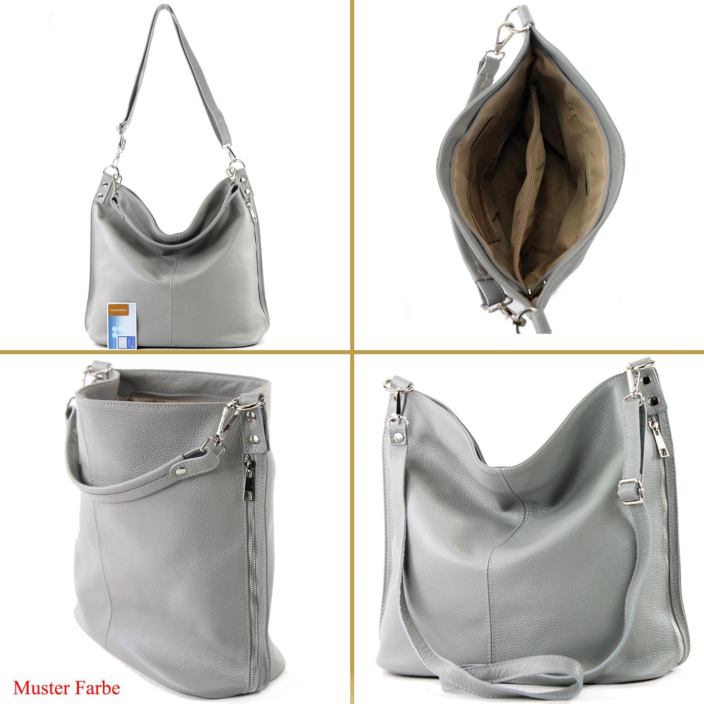 modamoda de - T177 -  ital. Damen Schultertasche aus Leder