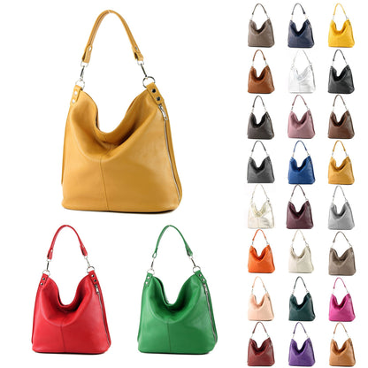 modamoda de - T177 -  ital. Damen Schultertasche aus Leder