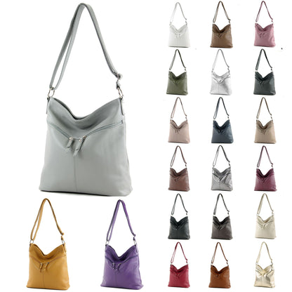 modamoda de T196 Damen Leder Schultertasche Umhängetasche handmade in Italy