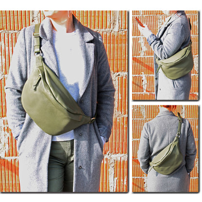 modamoda de - T77 -  ital. Hüfttasche Bauchtasche Brusttasche Medium aus weichem Leder