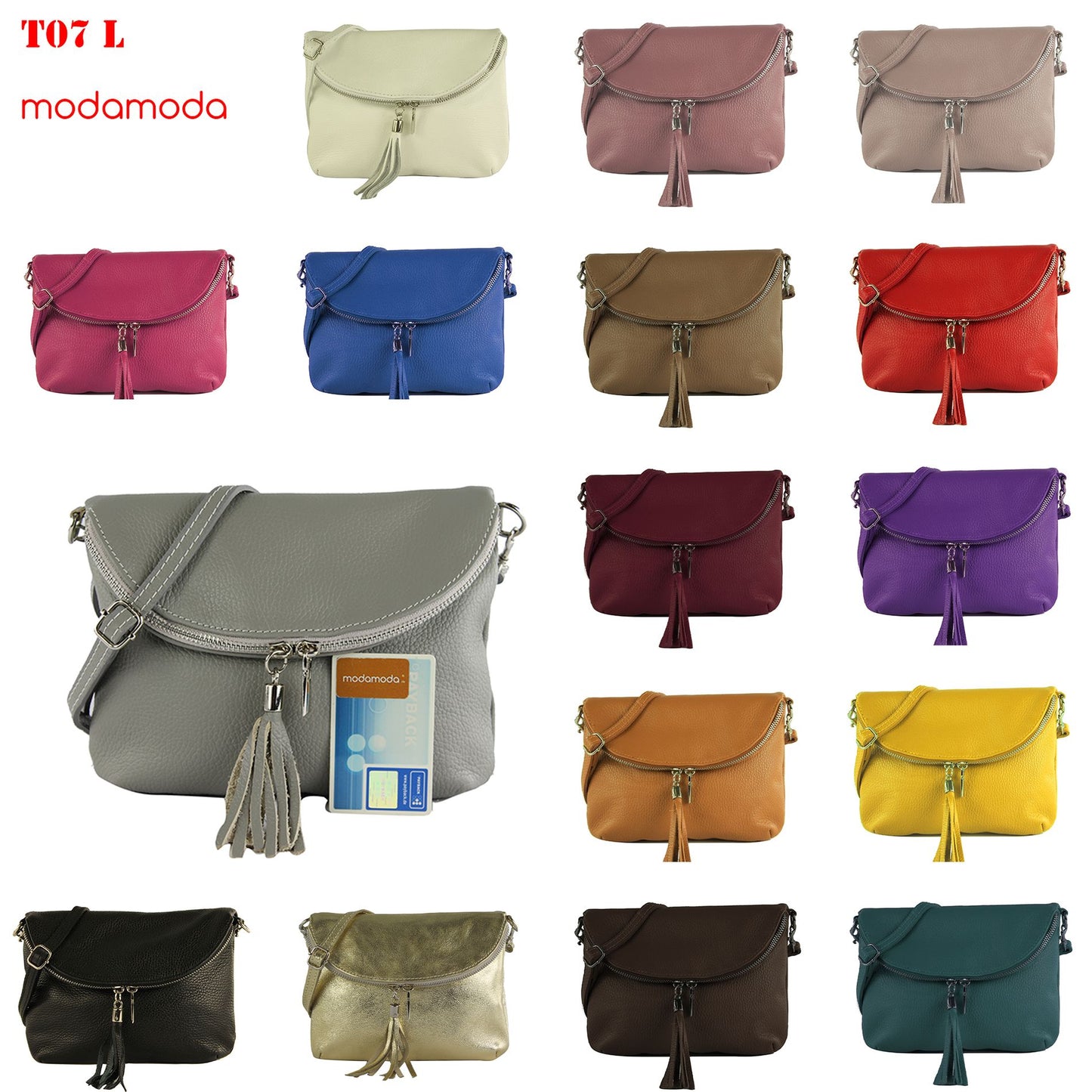 modamoda de T07LEDER Damen Leder kleine Umhängetasche Abendtasche handmade in Italy