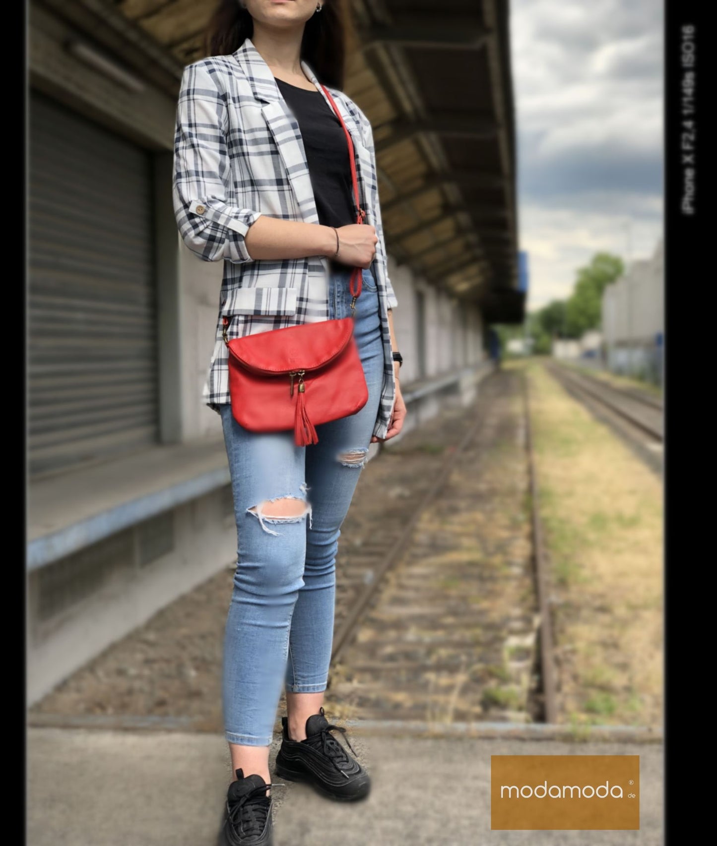 modamoda de T07LEDER Damen Leder kleine Umhängetasche Abendtasche handmade in Italy
