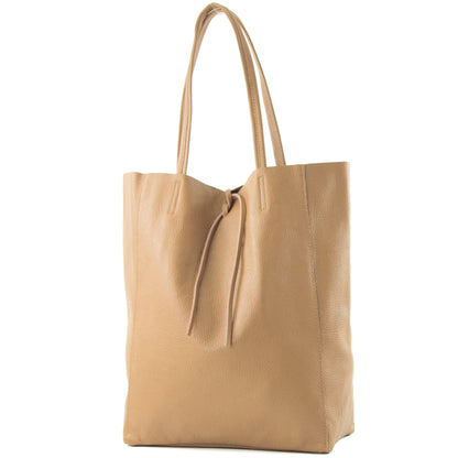 modamoda de T163 Damen Leder Shopper Schultertasche Large mit Innentasche handmade in Italy