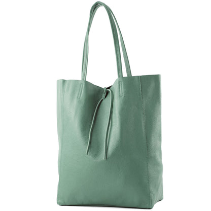 modamoda de T163 Damen Leder Shopper Schultertasche Large mit Innentasche handmade in Italy