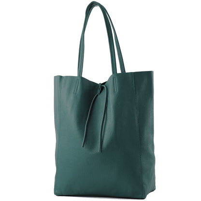 modamoda de T163 Damen Leder Shopper Schultertasche Large mit Innentasche handmade in Italy