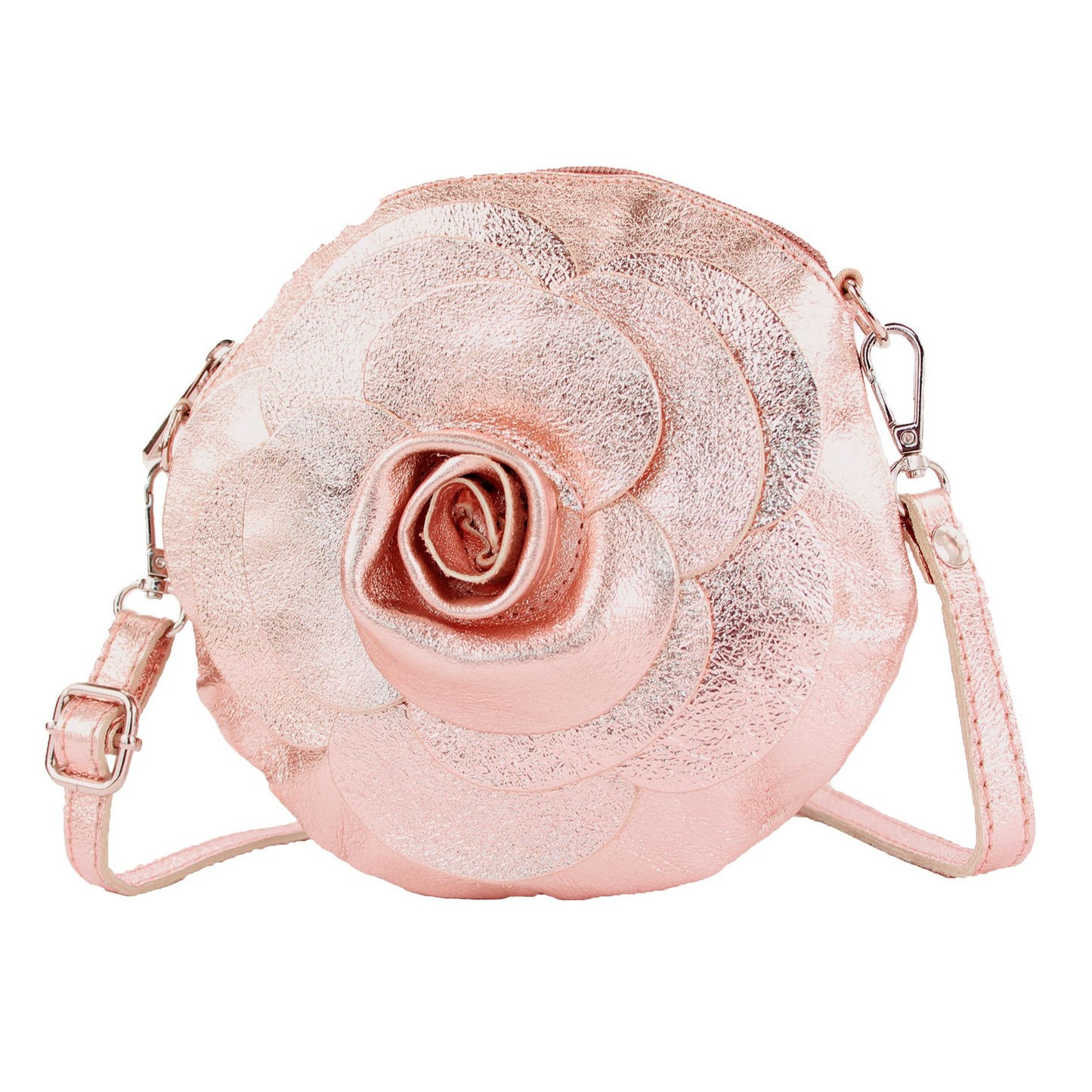 modamoda de T225 Damen Leder Umhängetasche Abendtasche Clutch Blüte Klein handmade in Italy