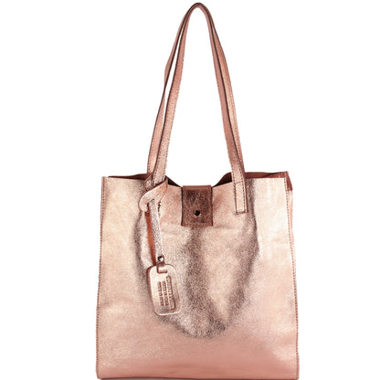 modamoda de - T247 -  Ital. Leder Shopper mit herausnehmbarer Innentasche
