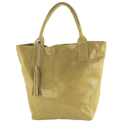 modamoda de - T248 -  Ital. Shopper Large mit Innentasche aus Leder