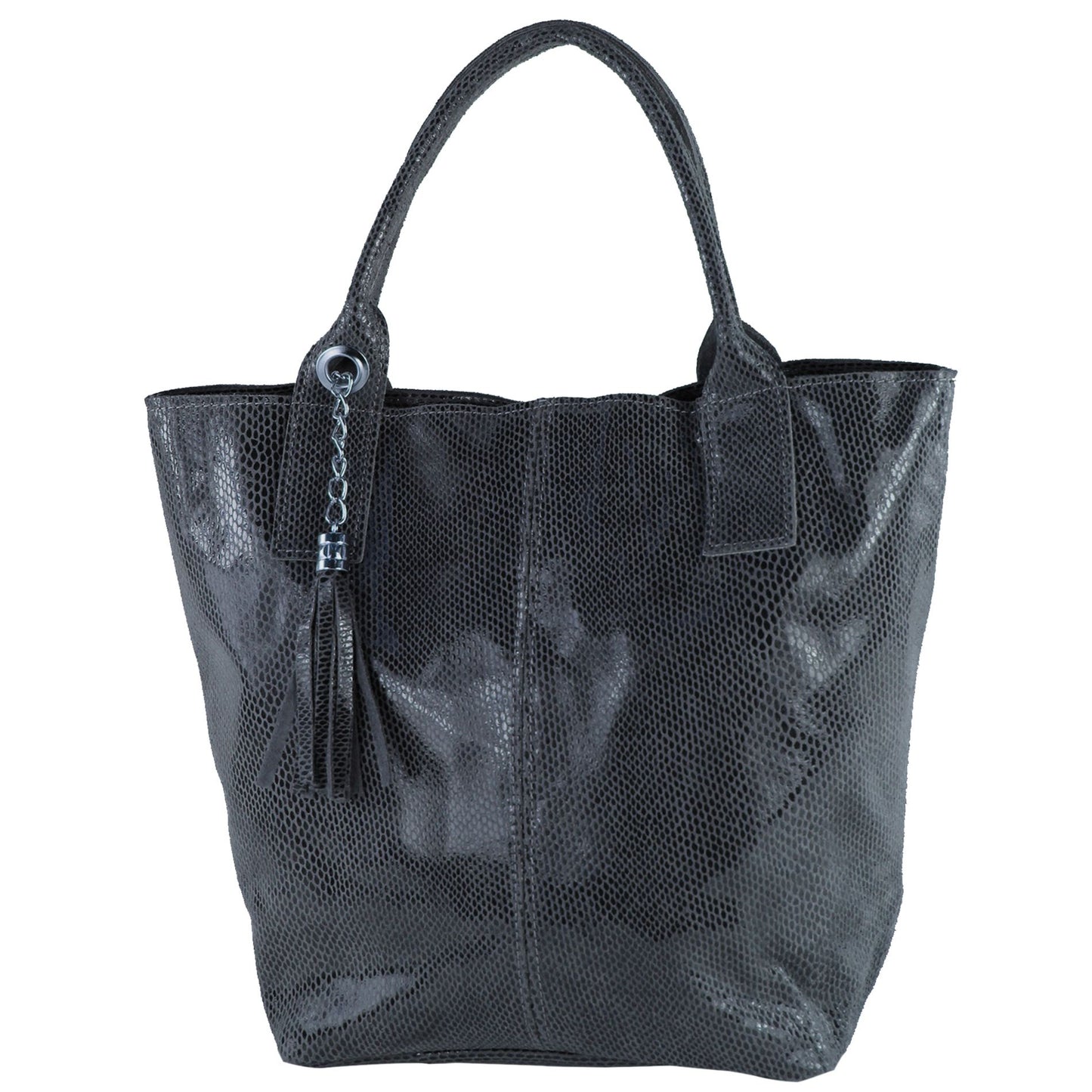 modamoda de - T248 -  Ital. Shopper Large mit Innentasche aus Leder