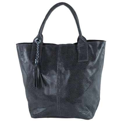 modamoda de - T248 -  Ital. Shopper Large mit Innentasche aus Leder
