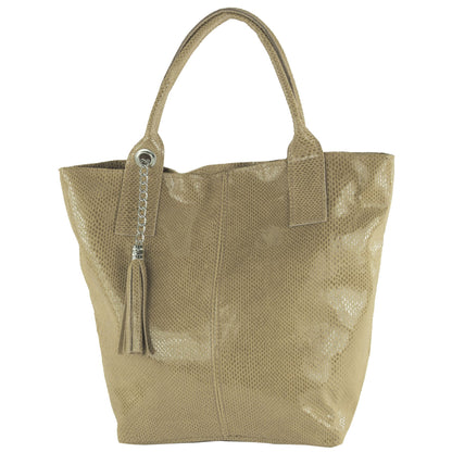 modamoda de - T248 -  Ital. Shopper Large mit Innentasche aus Leder