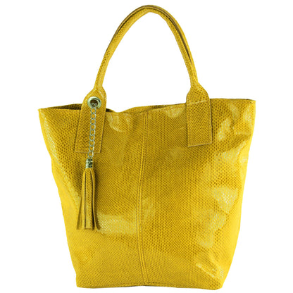 modamoda de - T248 -  Ital. Shopper Large mit Innentasche aus Leder
